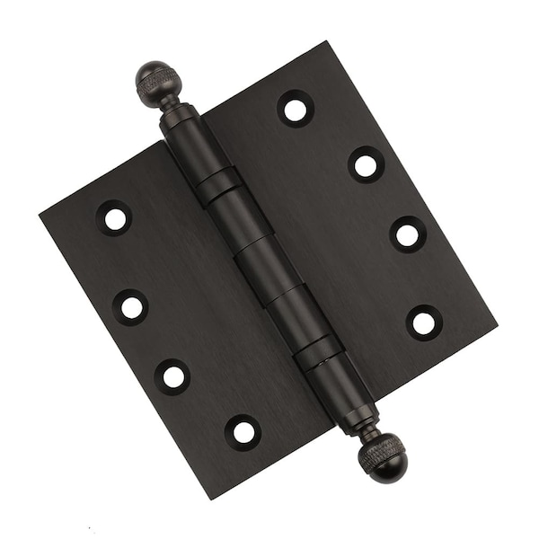 Embassy 4 x 4 Solid Brass Ball Bearing Hinge, Oil Rubbed Bronze Finish Acorn Tips 4040BBUS10BA-1 - main